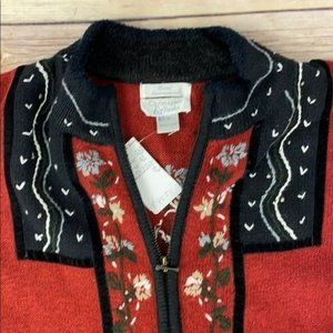 M Hand Embroidered Sweater vest Christopher & Banks